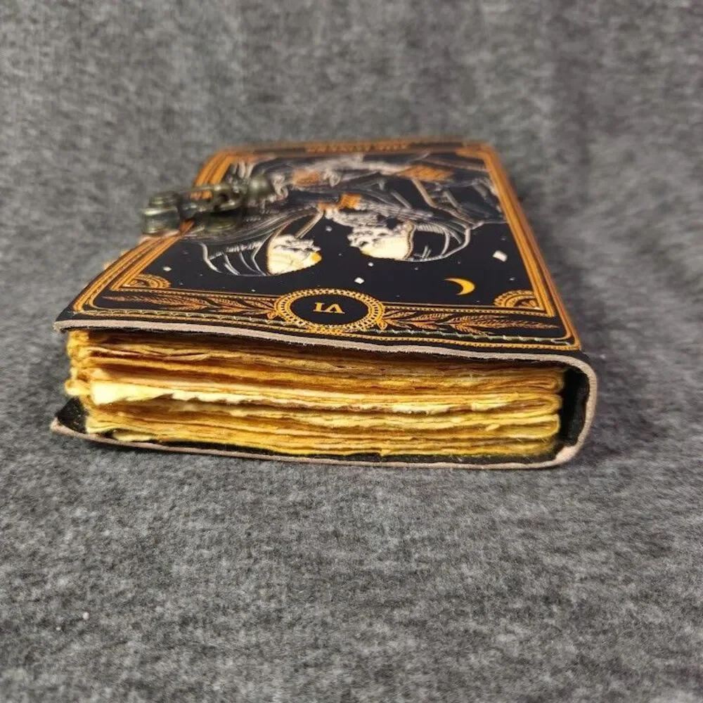 Book of Spells Leather Journal Deckle Edge Paper Skull Lover Antique Vintage